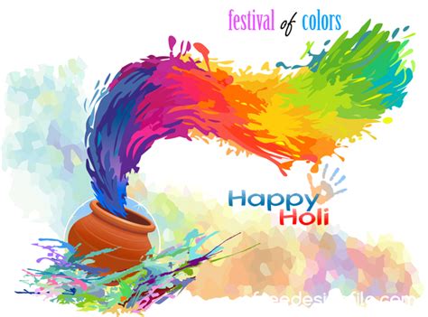 Happy Holi Festival With Color Background Vector 09