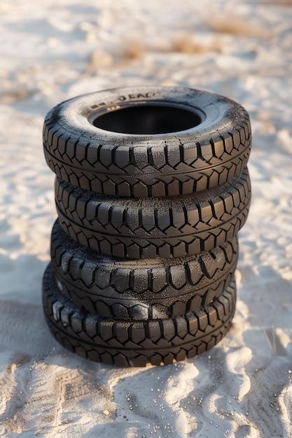 Premium Photo Stacked Car Tires On Sandy Beach At Sunset