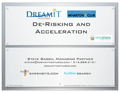 Steve Barsh Of Dream It Ventures On De Risking For Wharton Entrepreneurship Club February 2009 Ppt