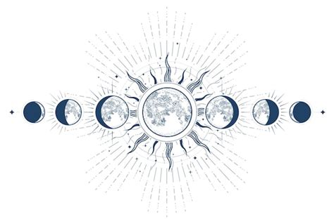Premium Vector Lunar Phases Mystical Phase Of The Moon Astrology And