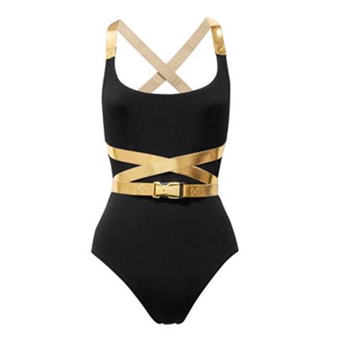 Michael Kors Speed Clip Metallic Trimmed Swimsuit Net A Portercom