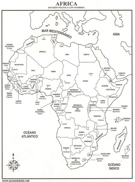 Mapa De África División Política Con Nombres