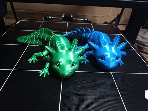 Flexi Axolotl Toy Fully Articulated 3d Printed Hand Painted Etsy