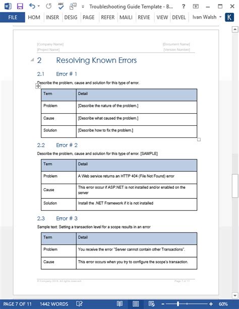 Troubleshooting Guide Template Technical Writing Tools