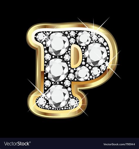 Letter P Gold And Diamond Royalty Free Vector Image