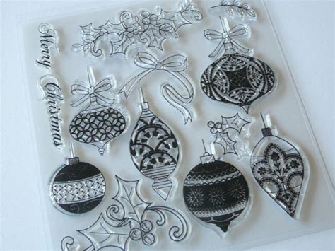 Christmas Bauble Clear Ornament Rubber Stamp Set Etsy Clear