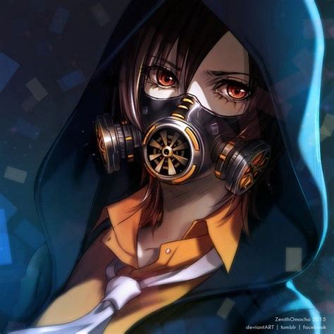 Zenithomocha1838996 Zerochan Manga Girl Anime Gas Mask Art