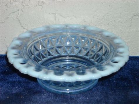 Imperial Laced Edge Katy Blue Fruit Bowl Opalescent Blue Ebay