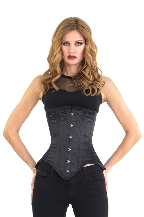 dana black satin corset steel boned underbust corset glamorous