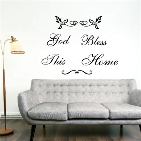 Large Size God Bless This Home Art Vinyl Wall Quote Stickers Home Decor