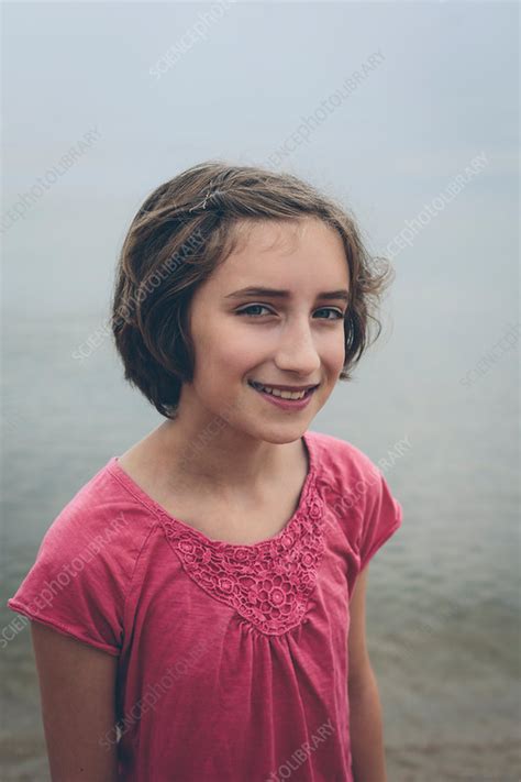 Portrait Of Happy Eleven Year Old Girl Stock Image F018 4550 Science Photo Library
