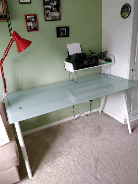 Large Ikea Galant Glass Top Desk With Extra Shelf In Sydenham London