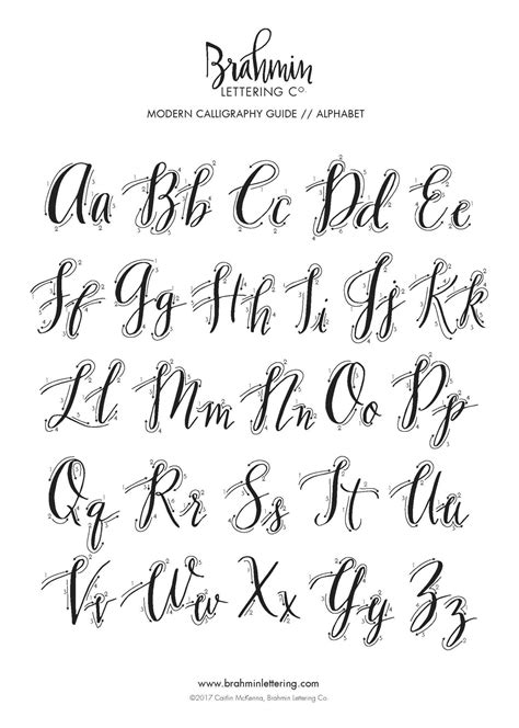 Brahmin Calligraphy Alphabet Modern Calligraphy Alphabet Lettering Lettering Guide
