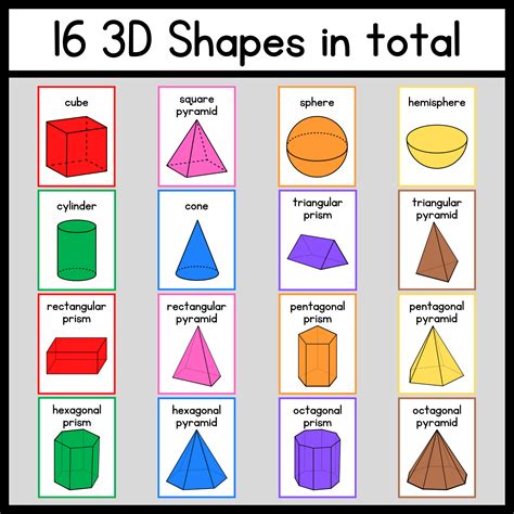 2d And 3d Shape Posters And Flash Cards Color Made By Teachers