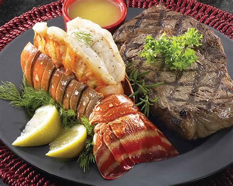 There is no better way to celebrate and indulge than with a homemade steak and lobster tail dinner. Lobster and Steak Dinner from AJ's Fine Foods | My Local ...