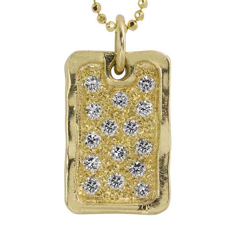 0 users rated this 3 out of 5 stars 0. Julez Bryant 14K Yellow Gold Small Dog Tag Diamond Pendant with Bead Finish | Borsheims
