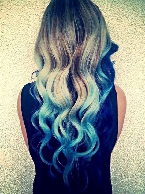 Turquoise Blue Tips Hair Brown Blonde Hair Blue Ombre