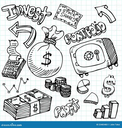 Financial Symbol Doodle Set Stock Vector Image 23483483