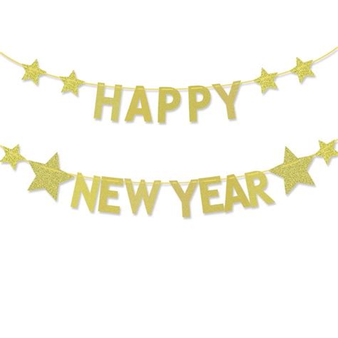Nicexmas Happy New Year Bunting Banner Glitter Party Banner Garland