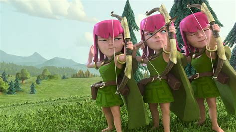 Video Game Characters Pink Hair Clash Of Clans Archery Video Game