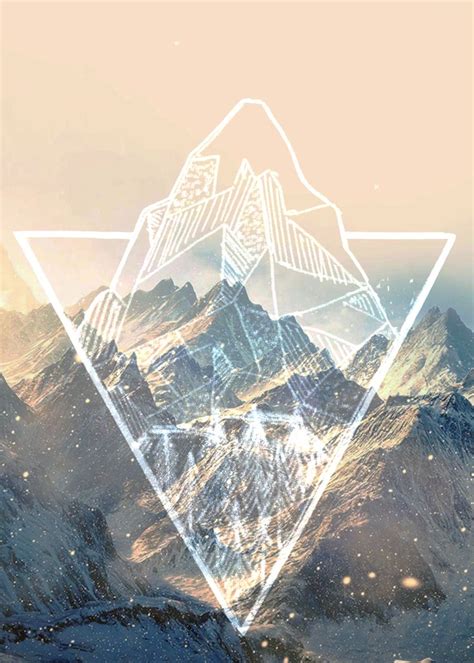 snow mountain art geometric nature nature drawing poster prints