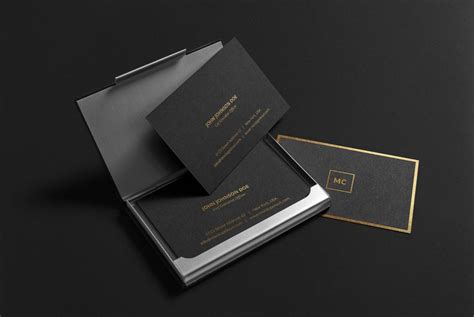 Free Black Luxurious Premium Business Cards Mockup Creativebooster
