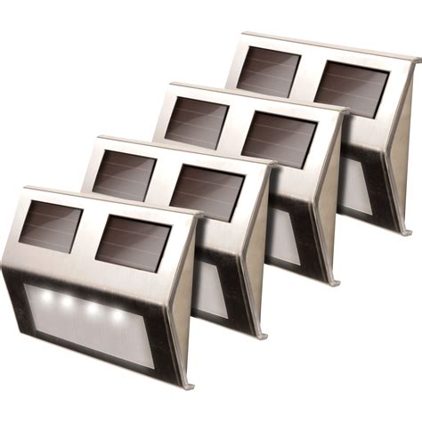 Maxsa Solar Powered Led Deck Lights — 4 Pack Stainless Steel Model