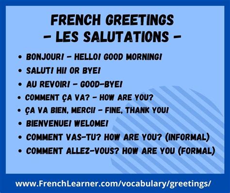 30 French Greetings For Survival In France With Audio