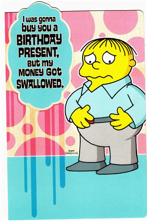 Bart Simpson Birthday Card Birthday Card Ralph Wiggum By Totaldramasecrets On Deviantart