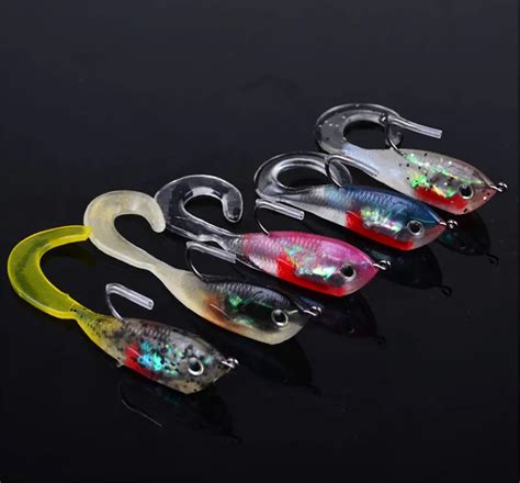 New 5pcs Soft Plastic Lures With 1 Hook Fishing Lure Bait Tackle Tools