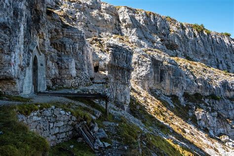Remains Of A Military Tunnel On Mount Piano In The Dolomite Alps Built