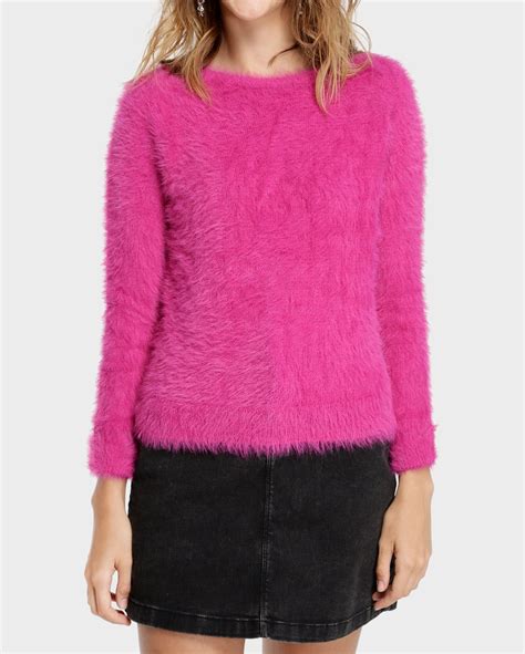 Riachuelo Suéter Cropped Tricot Pelinhos Rosa Pink