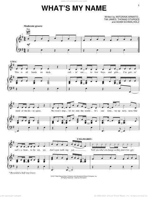 What S My Name From Disney S Descendants Sheet Music For Voice Piano Or Guitar