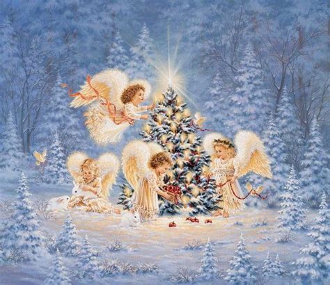 Christmas Tree And Angels By Dona Gelsinger