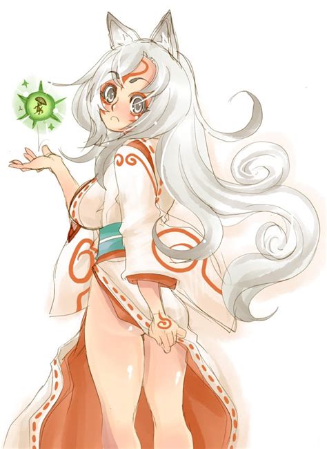 Rule 34 Amaterasu Animal Ear Back Blush Covering Covering Ass Curly