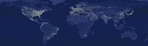 Light Night Earth Pollution Globes Maps World Map 3840x1200 Space