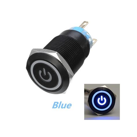 12v 5 Pin 19mm Led Metal Push Button Momentary Power Switch Waterpr