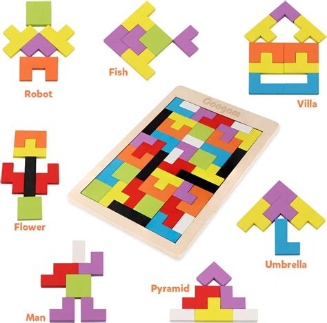 Buy Coogam Wooden Blocks Puzzle Brain Teasers Toy Tangram Jigsaw