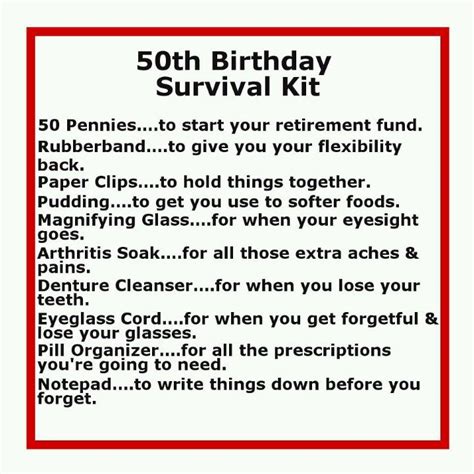 Pin By Julie Moore On Funny Quotes Birthday Survival Kit 50th