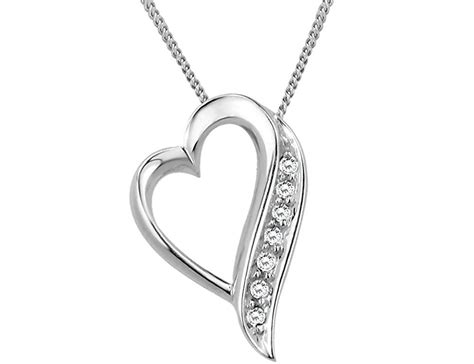 sterling silver floating heart diamond accent pendant necklace in with chain heart pendant