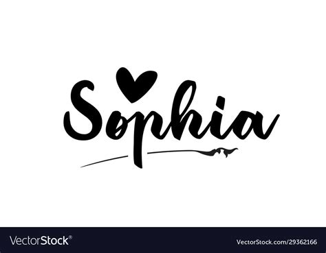 Sophia Name Text Word With Love Heart Hand Vector Image