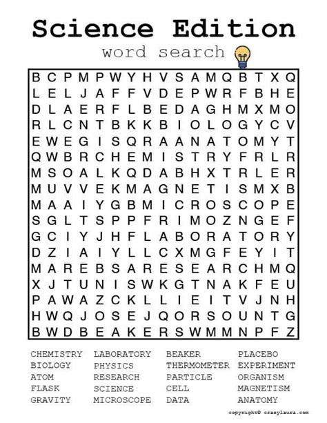Free Science Word Search Printable Games For Kids Science Words