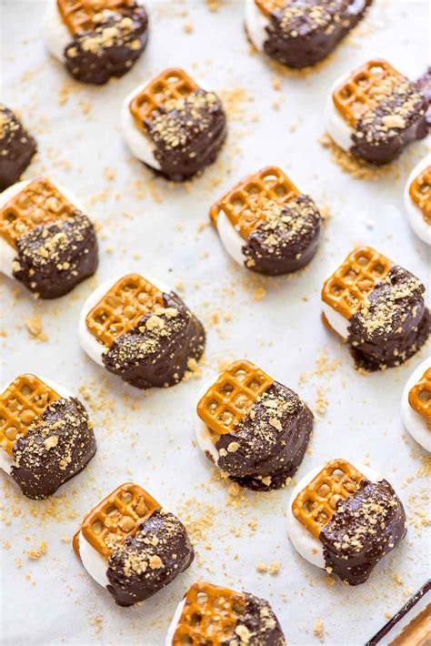 Chocolate Dipped Pretzel Smores Bites— These Were So Easy And So Good Salty Sweet And Perfect
