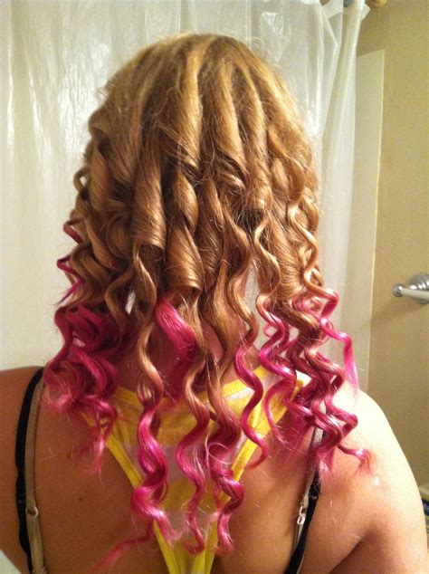 Dipdye Pink Curled Hair Beauty Hair Styles