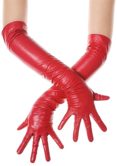 Lipstick Red Leather Opera Gloves Fancy Gloves Half Gloves Best Gloves Long Gloves Red