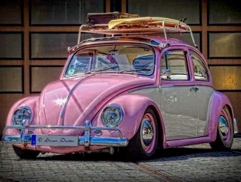 Pink Vw Bug With Surfboards Classic Cars