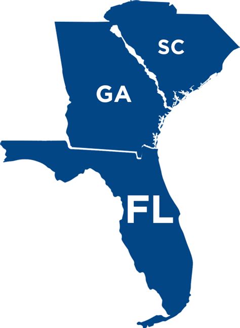 Florida Georgia South Carolina Map Map Vector