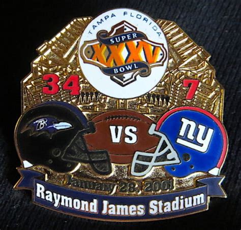 Super Bowl 35 Baltimore Ravens Vs Giants Final Score Lapel Pin