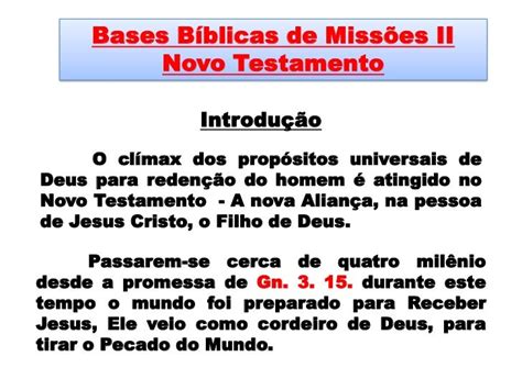 Apresentao Bases Biblicas De Misses Ii Novo Testamento