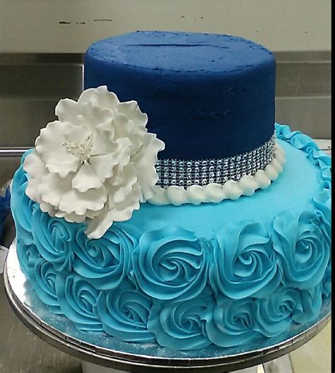 24 2 Tier Wedding Cake Royal Blue
